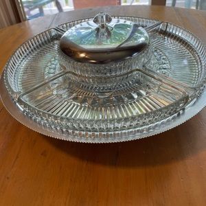 Vintage Glass and chrome Lazy Susan